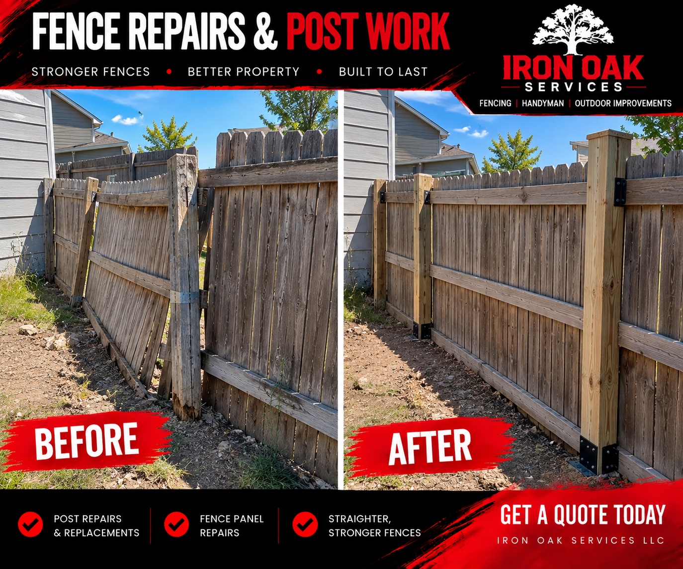 Fence repairs and post work