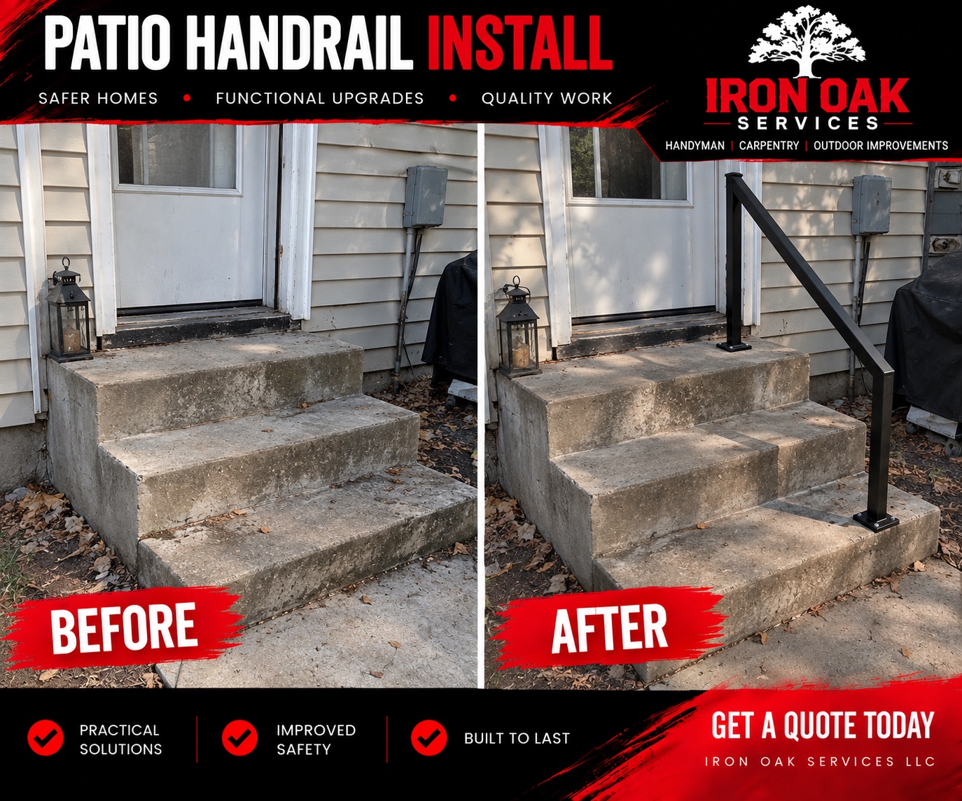 Patio handrail installation