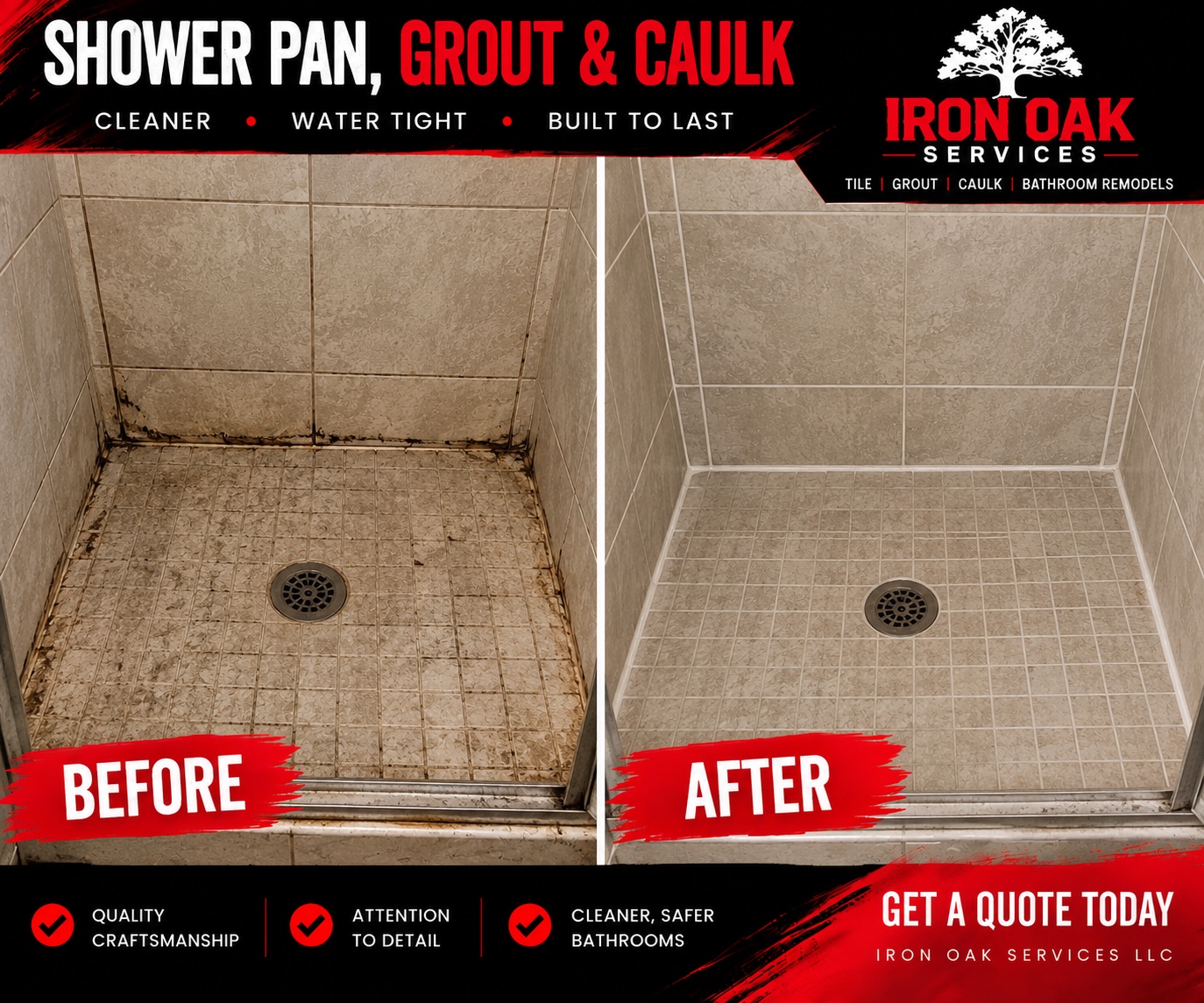 Shower pan grout and caulk
